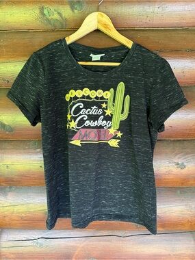 Ariat Black Graphic Tee with Yellow & Green Cactus Motif